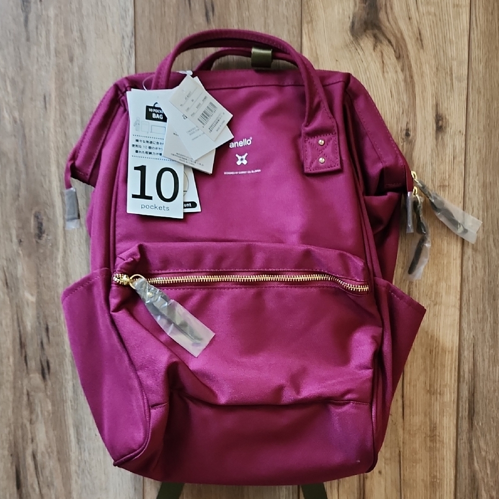 Anello Cross Bottle Backpack, Regular, Wine, Water Repellent, Authentic, NWT